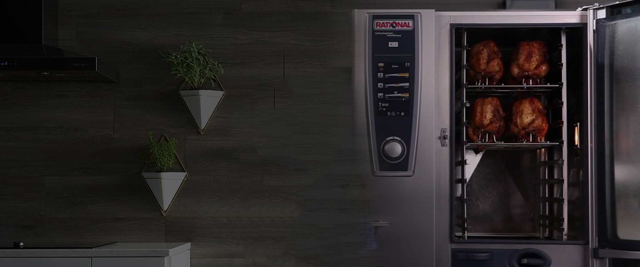 Commercial combi oven with door open